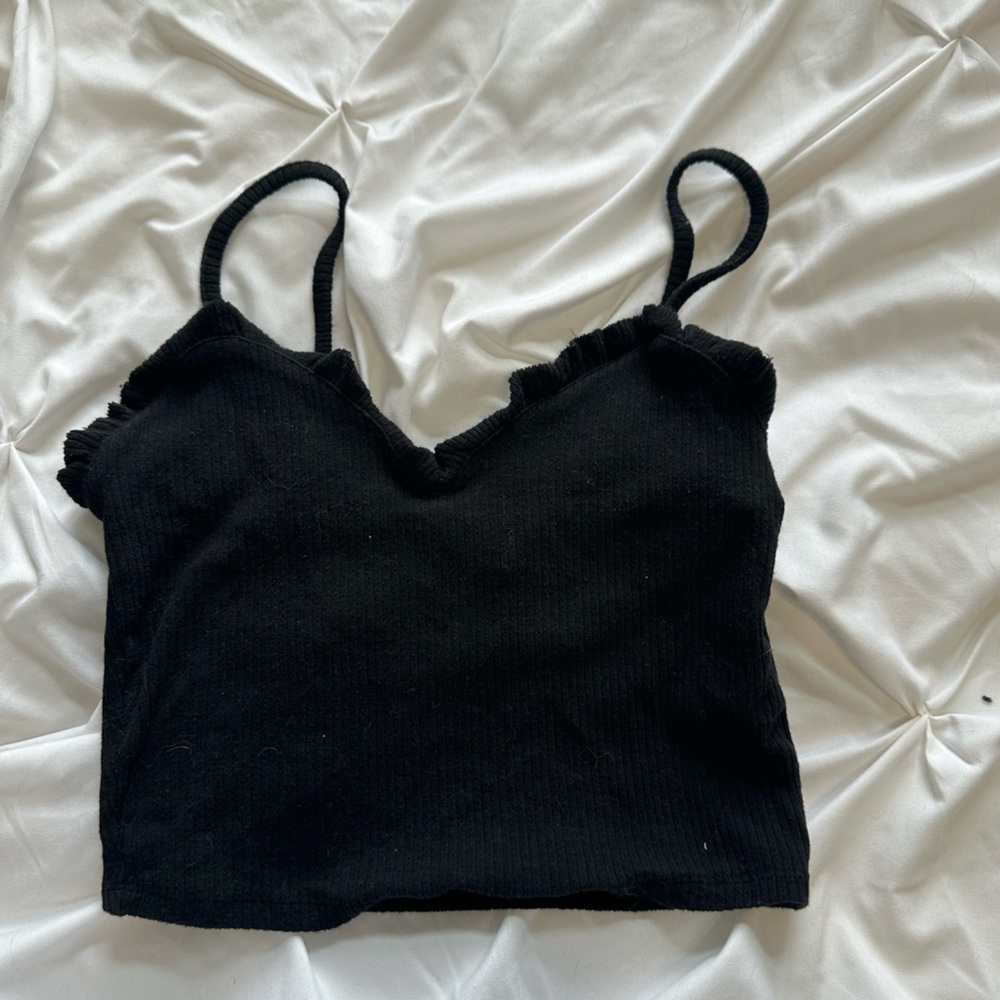 garage tank top ruffle black size medium